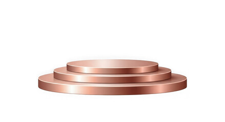 Three tiered copper podium against a black background