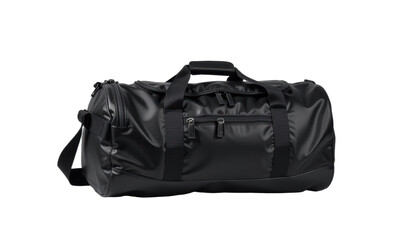 Naklejka premium Black sport bag duffel gym travel waterproof durable modern unisex isolated