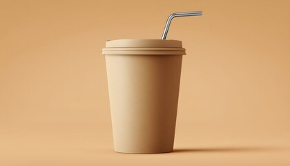 Durable Paper Cup With Straw: Perfect For Soda, Juice, Coffee, And Tea. Ideal For Realistic Drinking Experience On The Go.