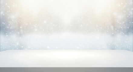 White table top with blurred bokeh lights background for product display