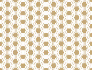 Fototapeta premium Elegant golden vector seamless pattern. Abstract floral geometric texture. Luxury gold and white ornamental background with flower silhouettes, lines, hexagonal grid, lattice. Simple repeating design