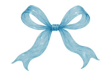 Naklejka premium Blue watercolor ribbon bow presenting delicate gift decoration and festive event wrapping on transparent background