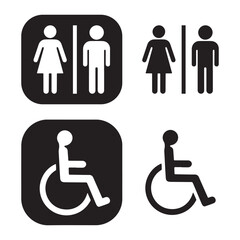 Modern restroom symbol design featuring clear gender neutral and accessible facilities icons