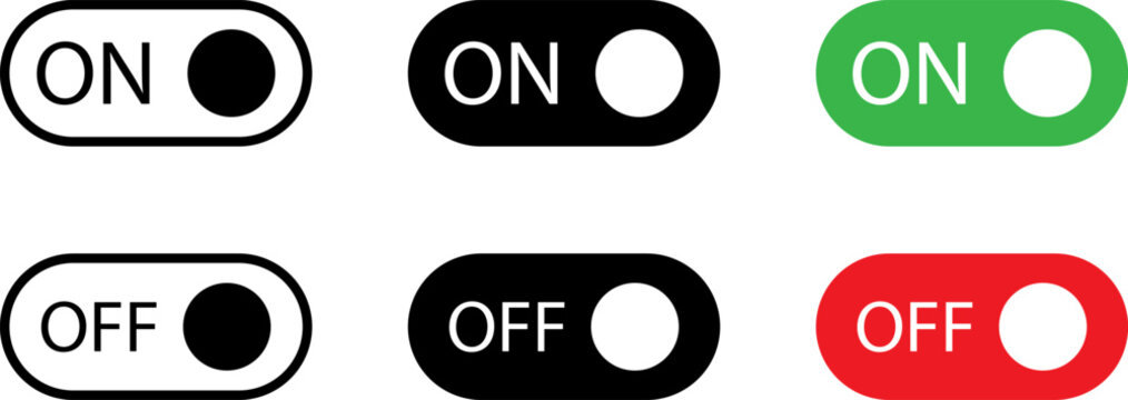 On and off toggle switch icons in various colors