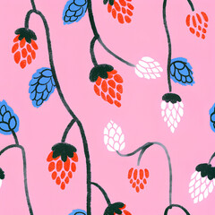 Seamless pattern with beer hops	
