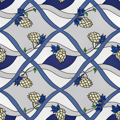 Seamless pattern with beer hops	
