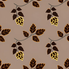 Seamless pattern with beer hops	
