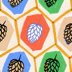Seamless pattern with beer hops	
