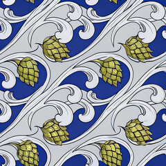 Seamless pattern with beer hops	
