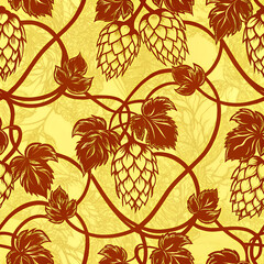 Seamless pattern with beer hops	
