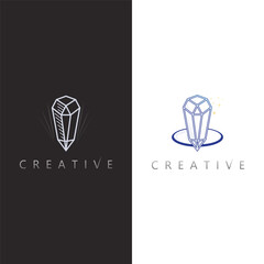 Luxury crystal diamond icon logo with modern geometric facets for jewelry shop branding