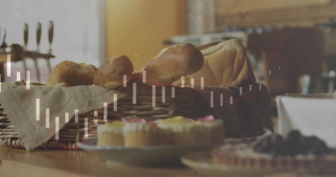 Opening shot showing wicker bread basket and cupcakes with overlay pulsing showcasing bakery