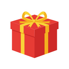 Fototapeta premium Red gift box with yellow ribbon for Boxing Day celebrations 