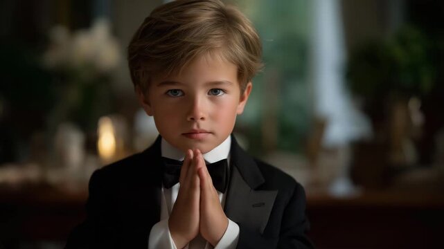 Young butler expressing nervous anticipation before major royal banquet, emotion of excitement mixed with anxiety, symbolizing early career moments and emotional growth within elite service