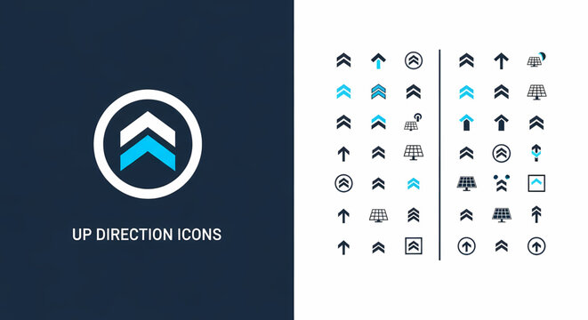 Versatile set of sleek vector arrow icons depicting upward movement, scroll, and upload actions, ideal for web design and mobile application interfaces