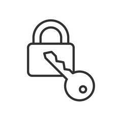 Key lock icon in line design. key, lock, security, password, safe, privacy, protection on white background vector. Key lock editable stroke icon