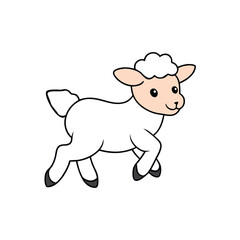 Frolicking Lamb Adorable Farm Animal Illustration