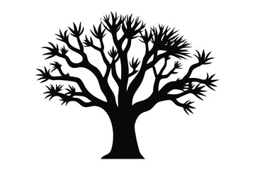 Silhouette of a Majestic Tree: A stark silhouette of a solitary tree, its intricate branches reaching towards the sky, against a soft-focus backdrop.