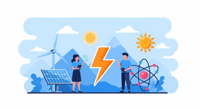 Exploring diverse power sources for a sustainable future, highlighting the advancements in renewable technology versus traditional methods and scientific breakthroughs in energy generation