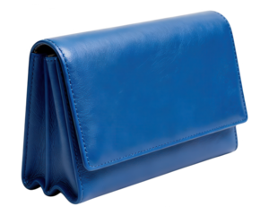 Elegant Blue Leather Clutch Bag on White