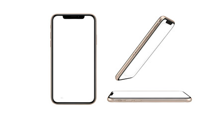 Modern smartphone with blank screen, isolated on transparent background