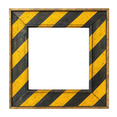 Square frame with yellow and black stripes isolated on transparent background