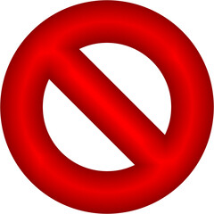 Red 3D Prohibition PNG Sign Isolated on Transparent Background