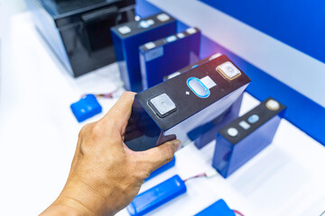 Battery lithium ion Cells pack in human hand
