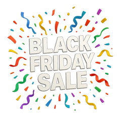 Black Friday Sale Text Celebration Confetti 3D Transparent Icon