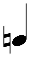 Black natural note icon, flat vector design of musical note with natural symbol for pitch correction, PNG with transparent background