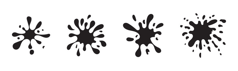 Black ink splatter vector set isolated on white background