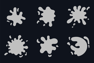 collection of abstract black ink blots, splatters, and shapes on a transparent background
