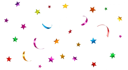Festive Stars and Ribbons: Celebration on White Background