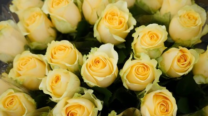 Yellow rose bouquet close-up