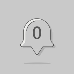 Ghost Icon with Zero Notification Badge, Social Media Snapchat Style Element