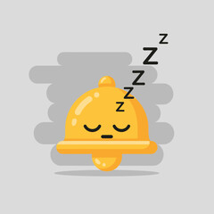 Sleeping Golden Bell Icon with Zzz Symbols, Quiet Mode or Notification Off Concept