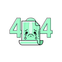 404 Error Page with Crying Document Icon, Sad File Not Found Concept