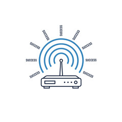WiFi Router Broadcasting Success Signals Icon, Strong Internet Connection