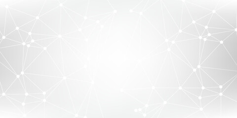 Website header or banner design with abstract polygonal background and connecting dots and lines. Global network connection. Digital technology with plexus background