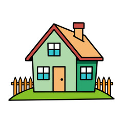 simple country house with small fence