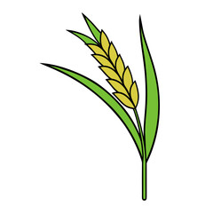 Fototapeta premium simple line art of rice stalk