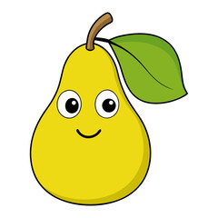 single pear lying beside leaf