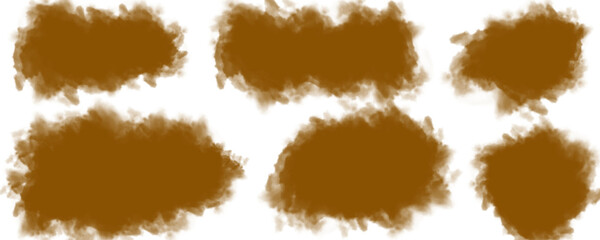 Collection of brown watercolor spots isolated on transparent background for graphic design use