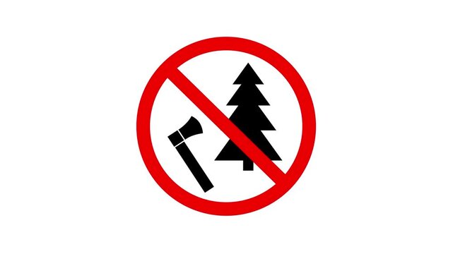 Don't Cut the Tree Campaign Video Perfect for Education. tree no cut icon animation. 4k motion video.