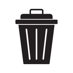 Dustbin silhouette icon on white background