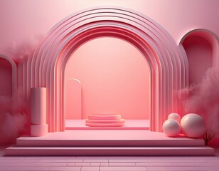 abstract pastel pink archway display stand