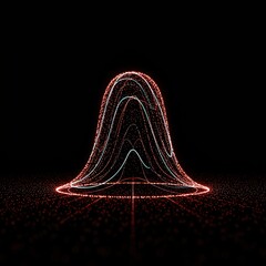 Abstract illustration of a statistical distribution curve shaped like a bell. It shows probability density, deviation, and mean value ,trend ,normal ,peaked