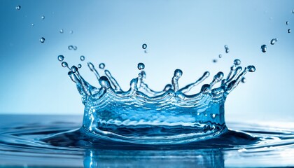 frozen water crown splash blue liquid droplets suspended in air