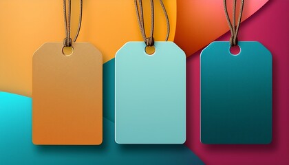 creative graphic layouts for clothing advertising with stylish tags on a bright background