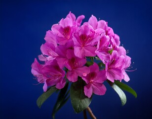 radiant magenta flower cluster displayed against deep cobalt blue background